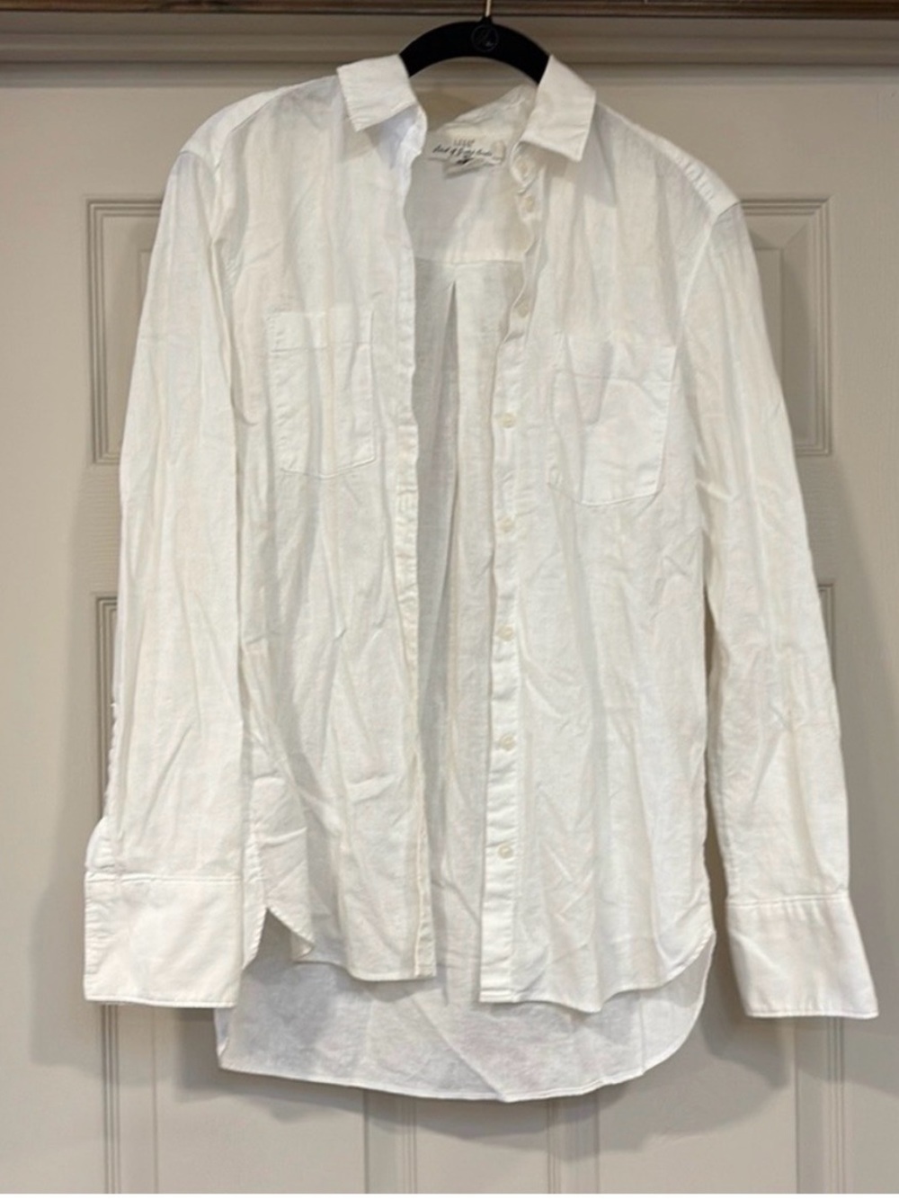 white long-sleeve button-up shirt